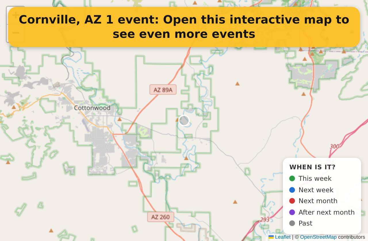 Map of events in Cornville, AZ on the interactive EVENTULIST map