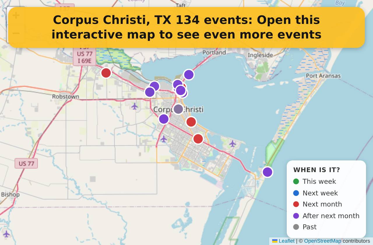 Map of events in Corpus Christi, TX on the interactive EVENTULIST map