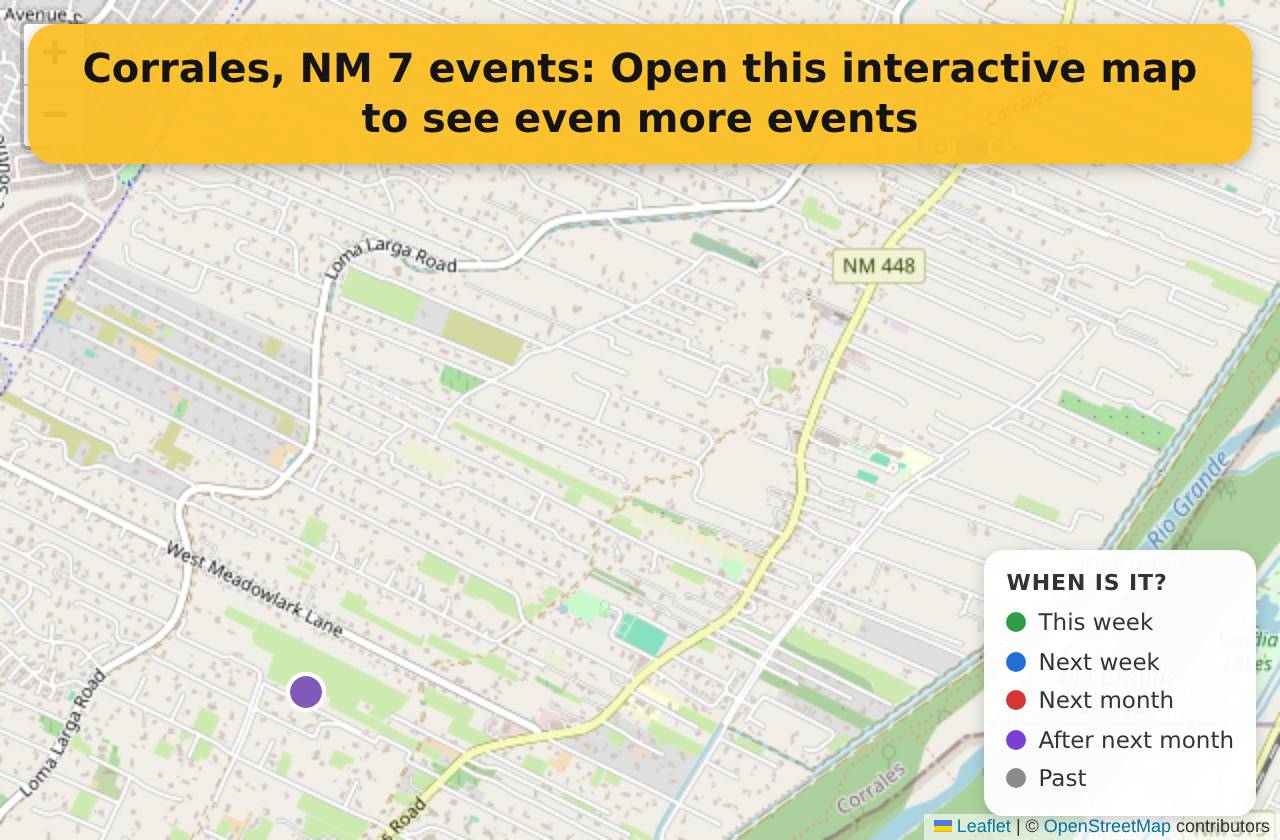 Map of events in Corrales, NM on the interactive EVENTULIST map