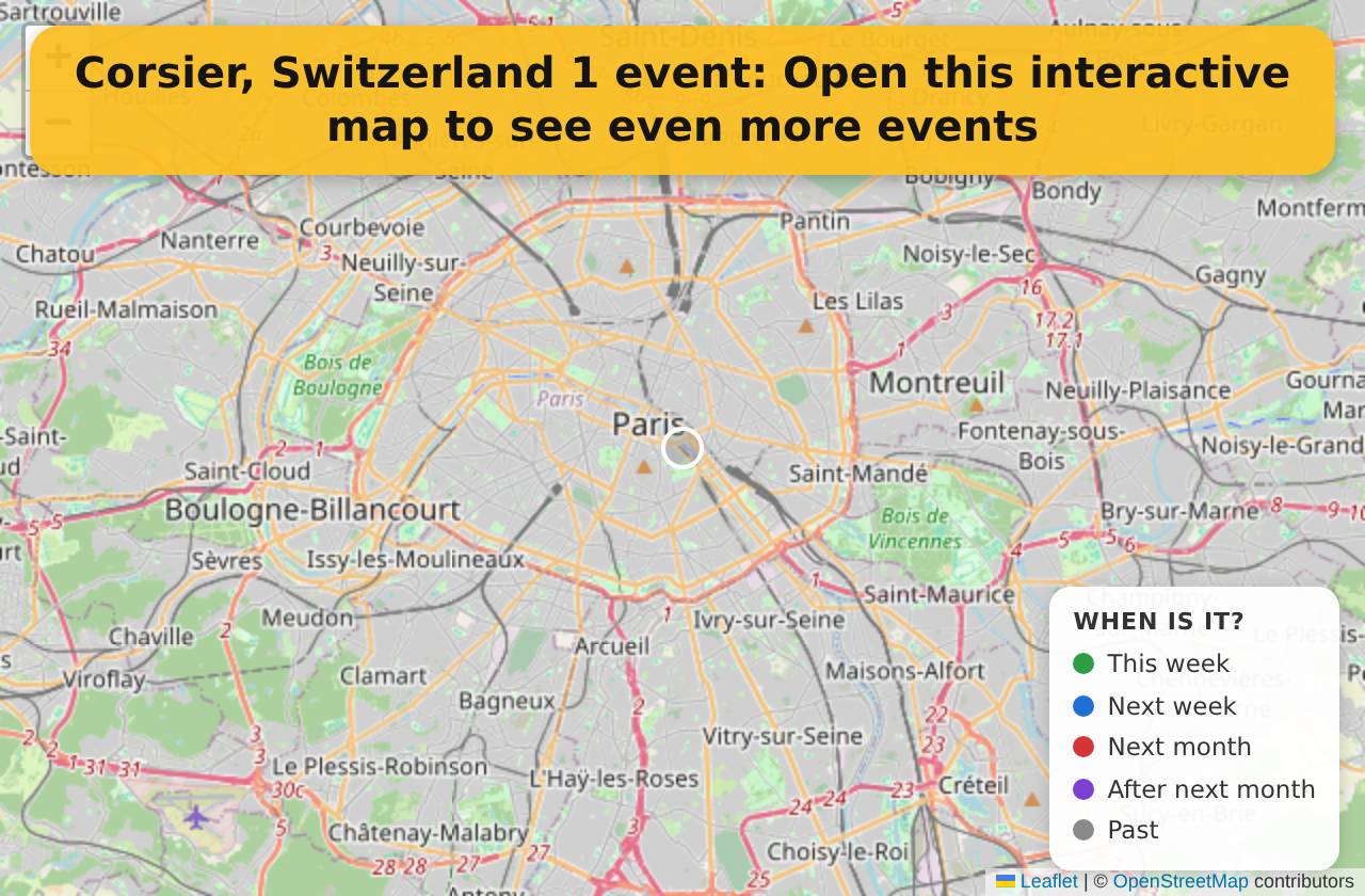 Map of events in Corsier, Switzerland on the interactive EVENTULIST map