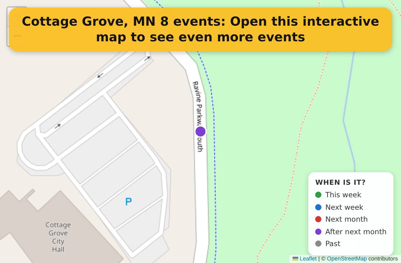 Map of events in Cottage Grove, MN on the interactive EVENTULIST map