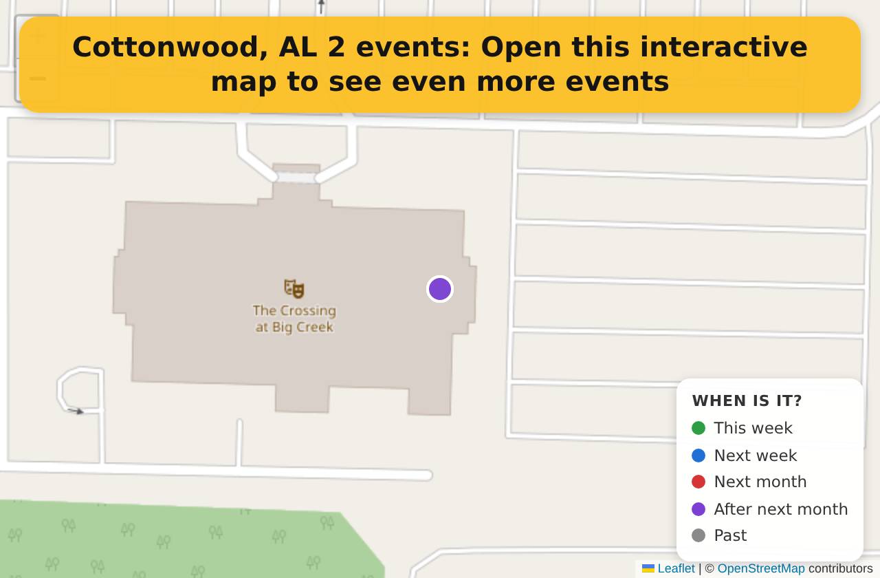 Map of events in Cottonwood, AL on the interactive EVENTULIST map