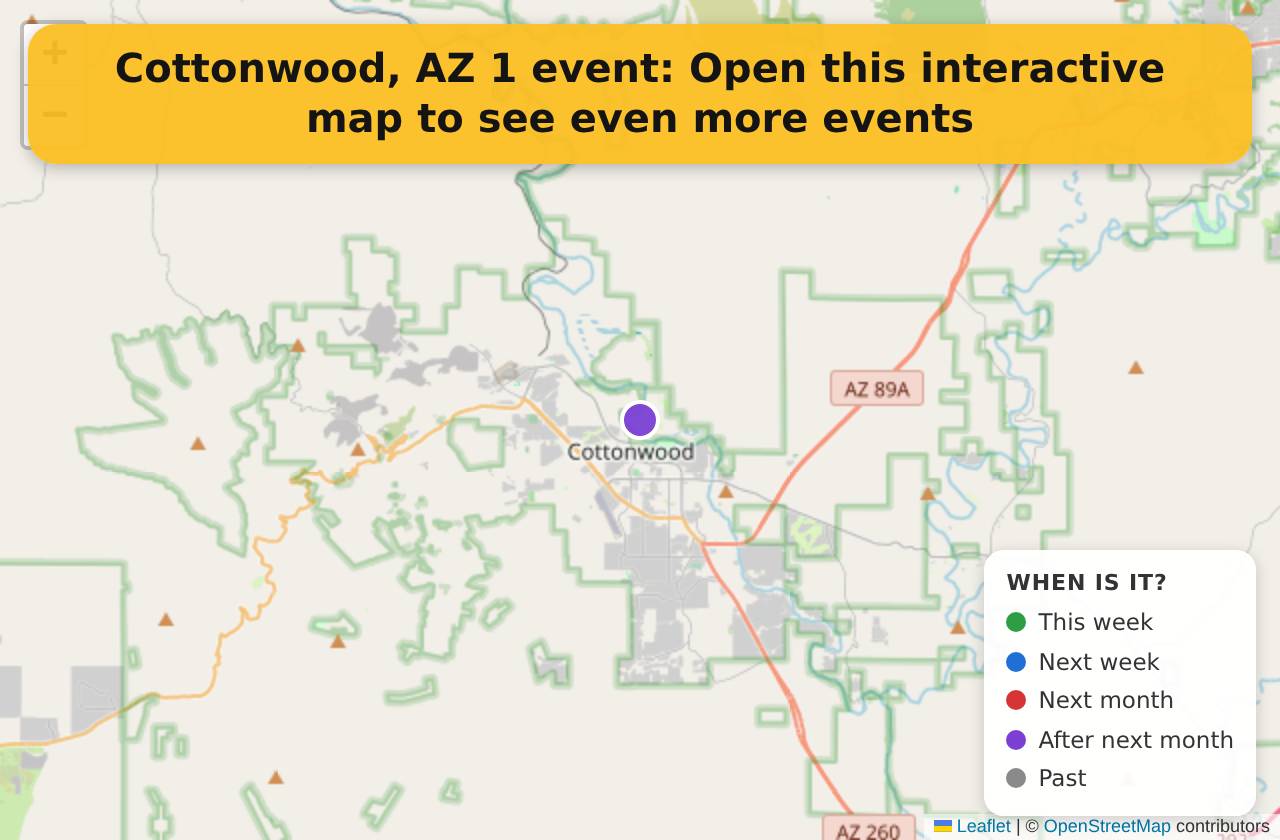 Map of events in Cottonwood, AZ on the interactive EVENTULIST map