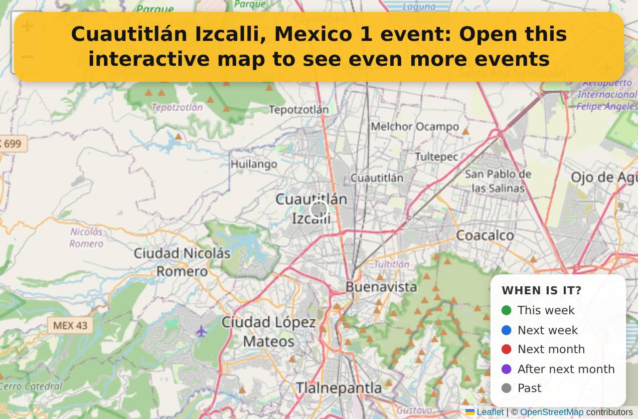 Map of events in Cuautitlán Izcalli, Mexico on the interactive EVENTULIST map