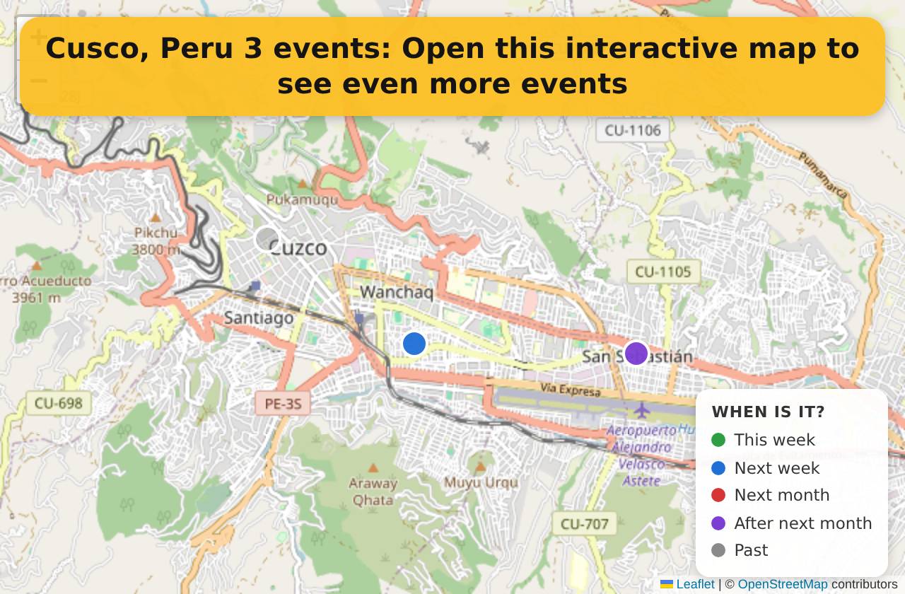 Map of events in Cusco, Peru on the interactive EVENTULIST map