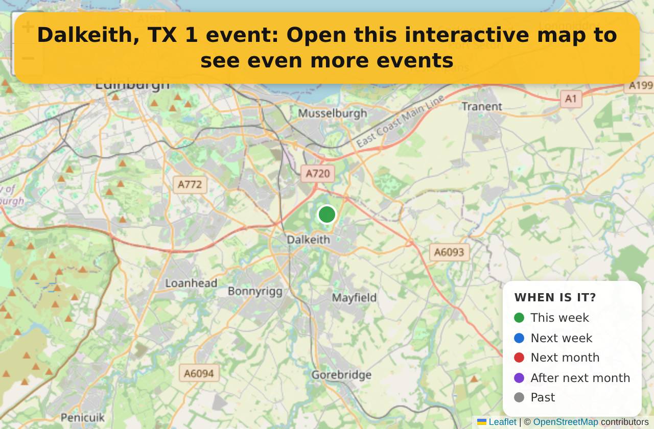 Map of events in Dalkeith, TX on the interactive EVENTULIST map