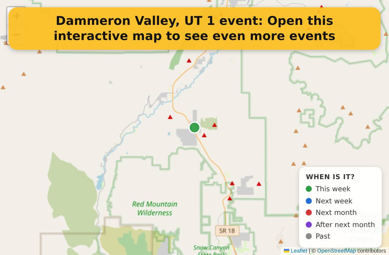 Map of events in Dammeron Valley, UT on the interactive EVENTULIST map
