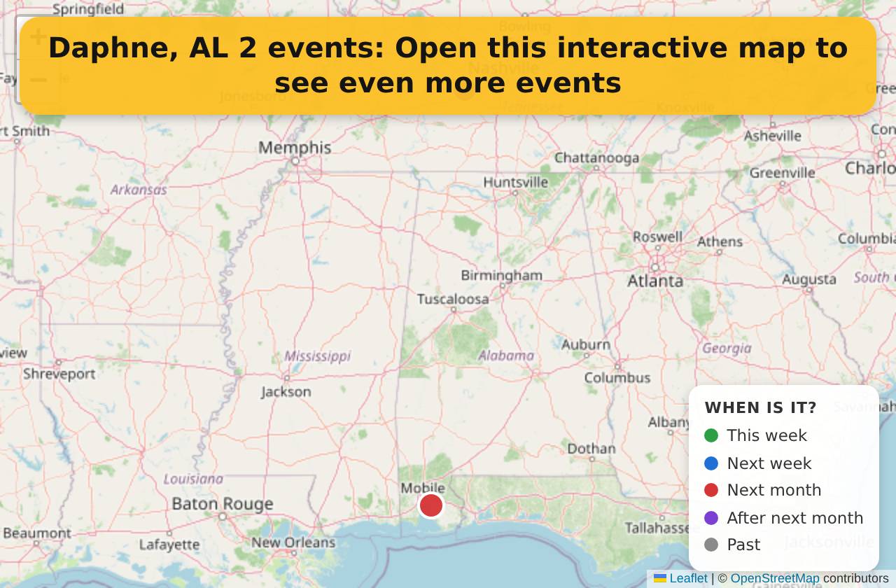 Map of events in Daphne, AL on the interactive EVENTULIST map
