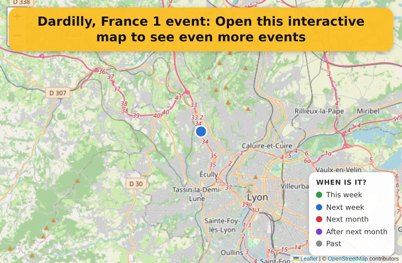Map of events in Dardilly, France on the interactive EVENTULIST map