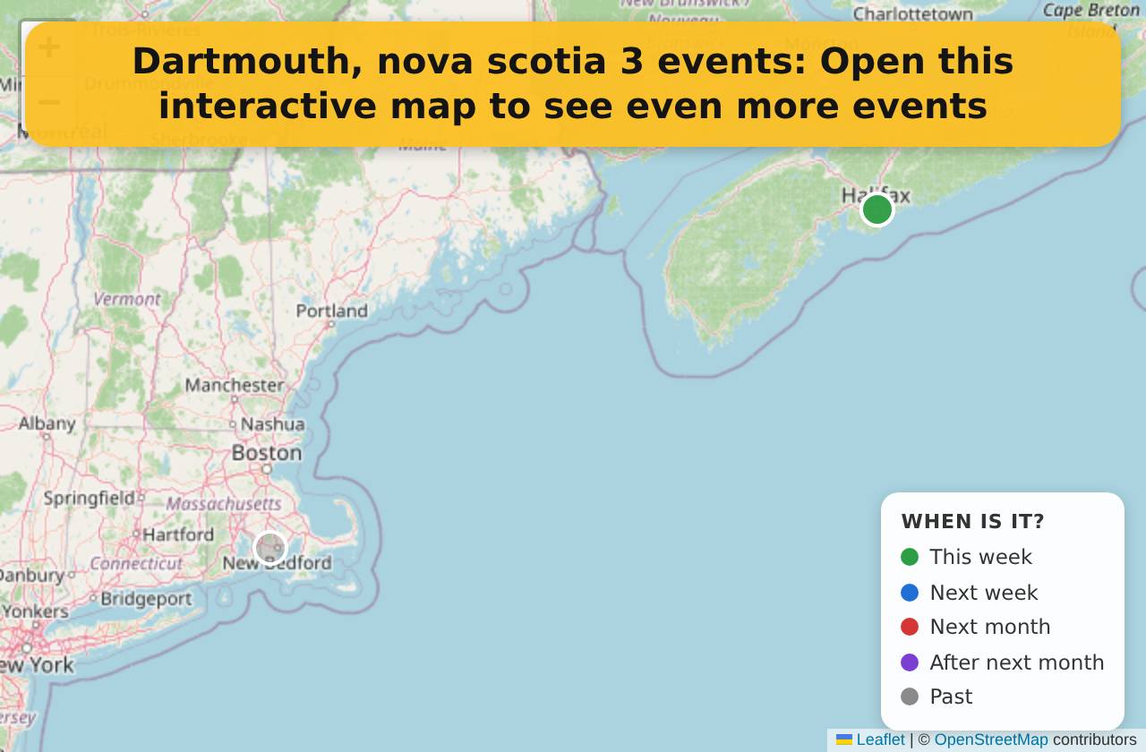 Map of events in Dartmouth, nova scotia on the interactive EVENTULIST map