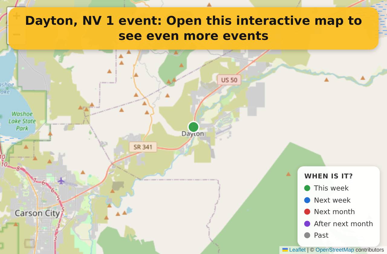 Map of events in Dayton, NV on the interactive EVENTULIST map
