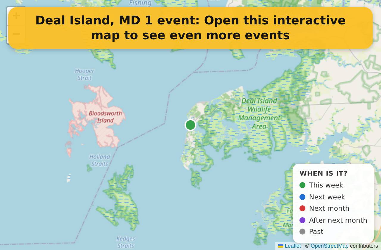 Map of events in Deal Island, MD on the interactive EVENTULIST map