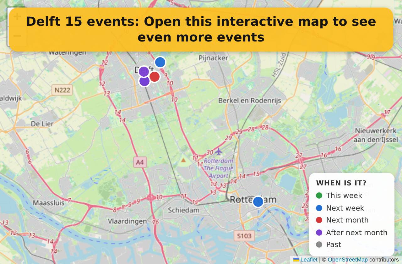 Map of events in Delft on the interactive EVENTULIST map