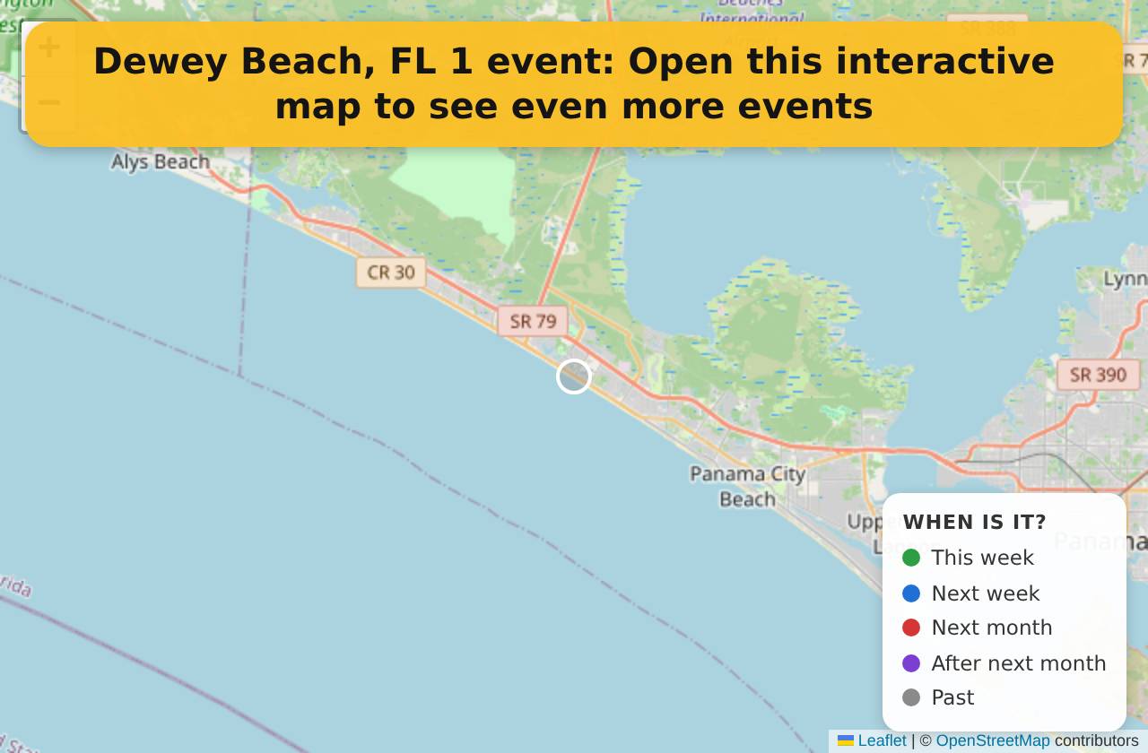 Map of events in Dewey Beach, FL on the interactive EVENTULIST map