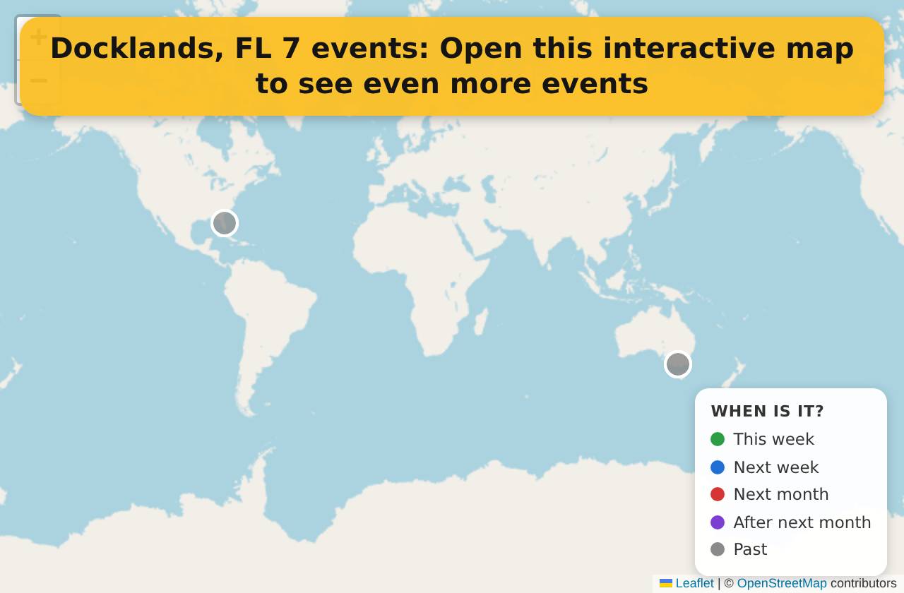 Map of events in Docklands, FL on the interactive EVENTULIST map