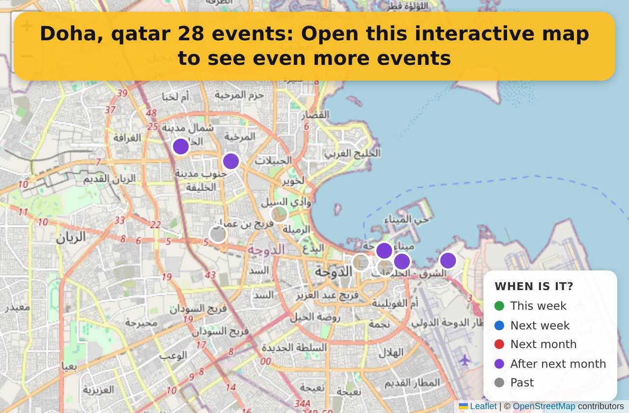 Map of events in Doha, qatar on the interactive EVENTULIST map