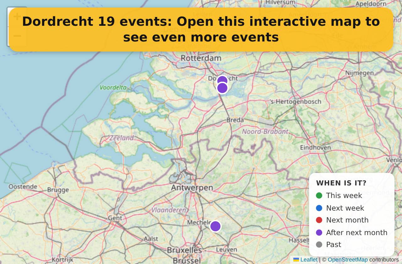 Map of events in Dordrecht on the interactive EVENTULIST map