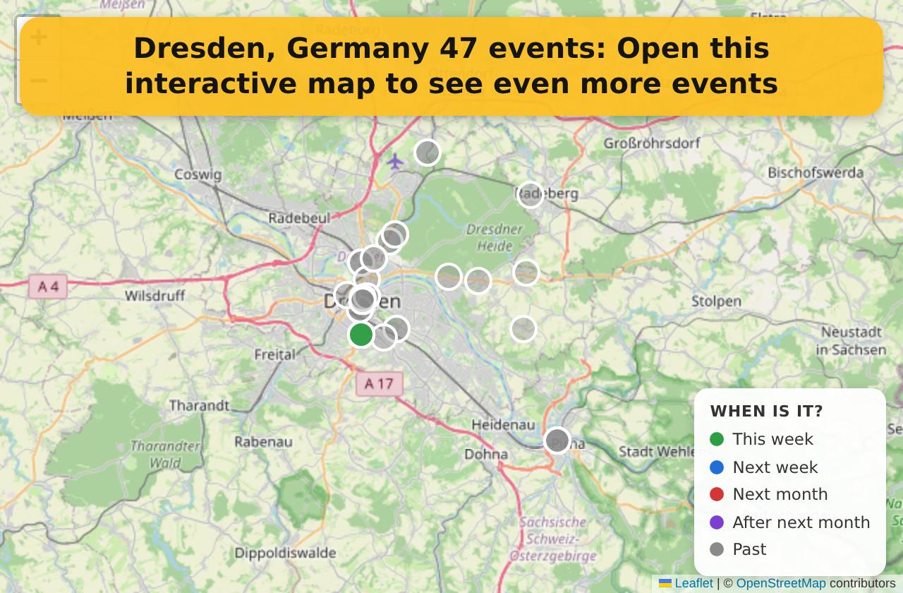 Map of events in Dresden, Germany on the interactive EVENTULIST map