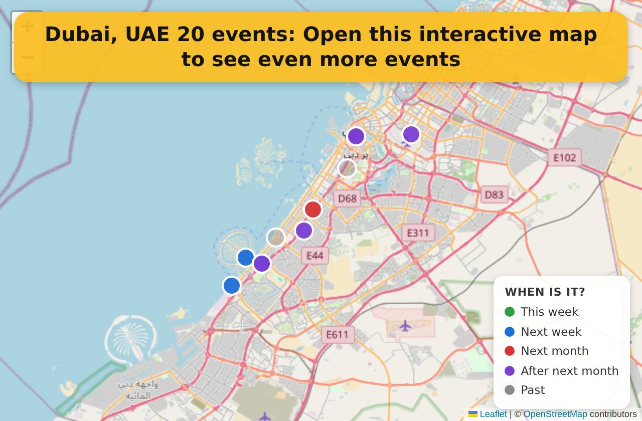 Map of events in Dubai, UAE on the interactive EVENTULIST map