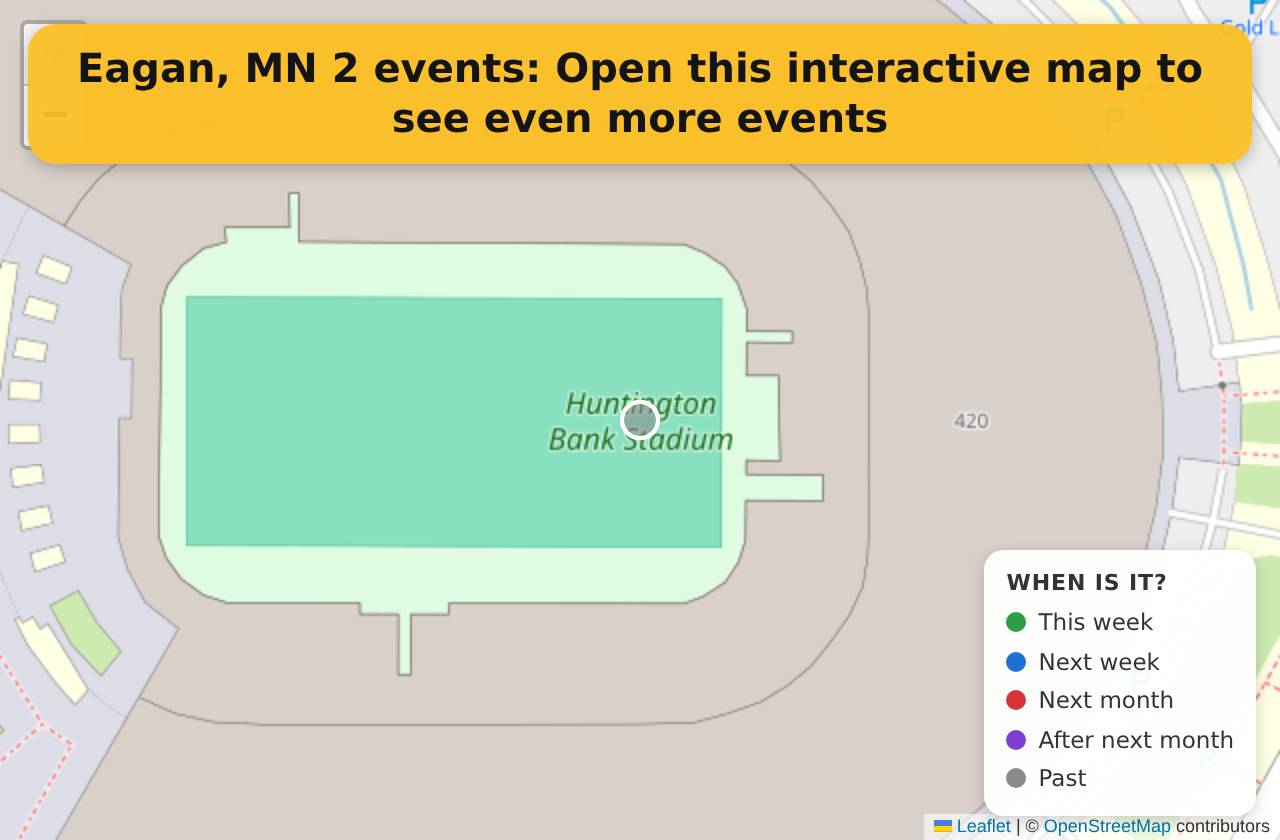 Map of events in Eagan, MN on the interactive EVENTULIST map