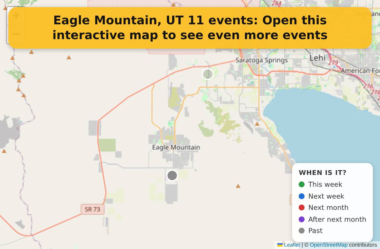 Map of events in Eagle Mountain, UT on the interactive EVENTULIST map