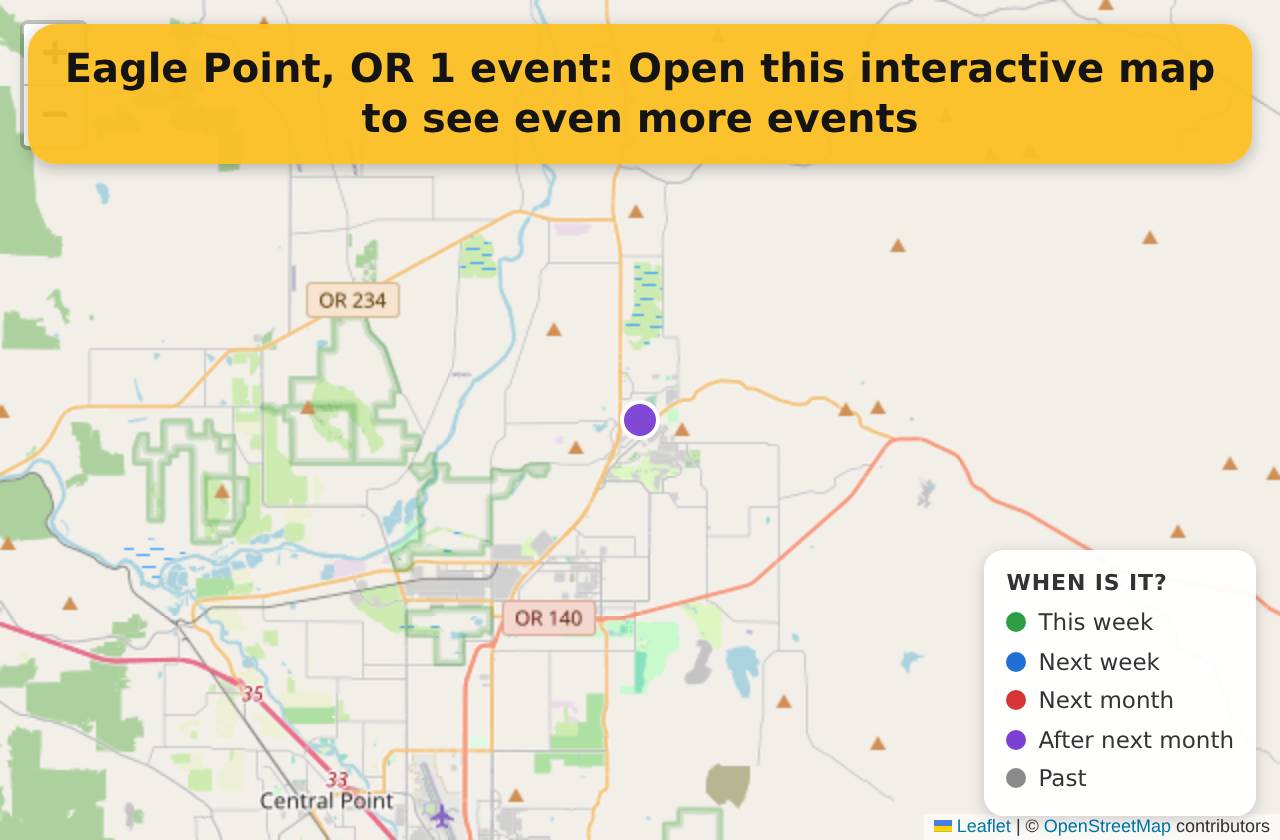 Map of events in Eagle Point, OR on the interactive EVENTULIST map