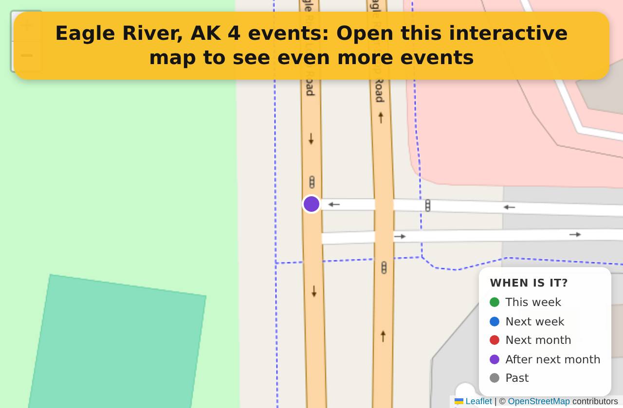 Map of events in Eagle River, AK on the interactive EVENTULIST map
