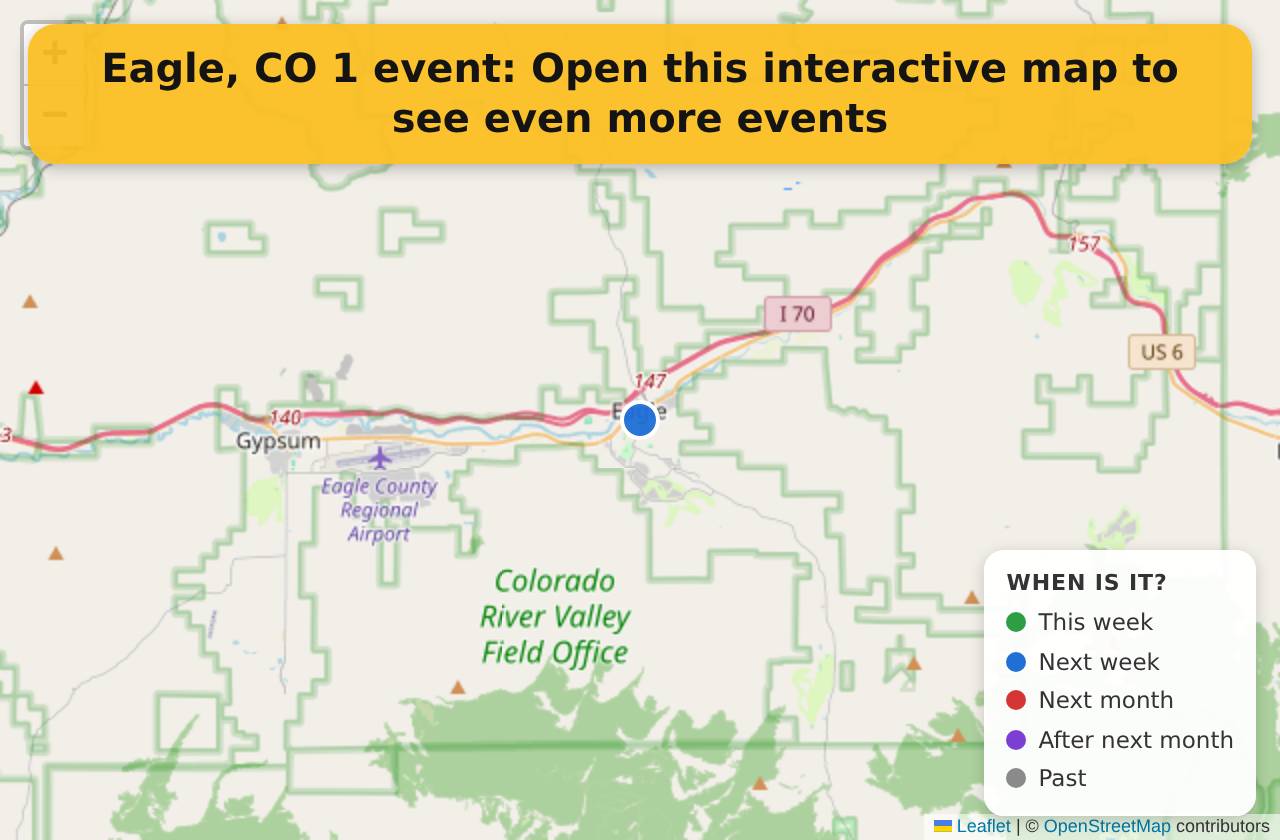 Map of events in Eagle, CO on the interactive EVENTULIST map