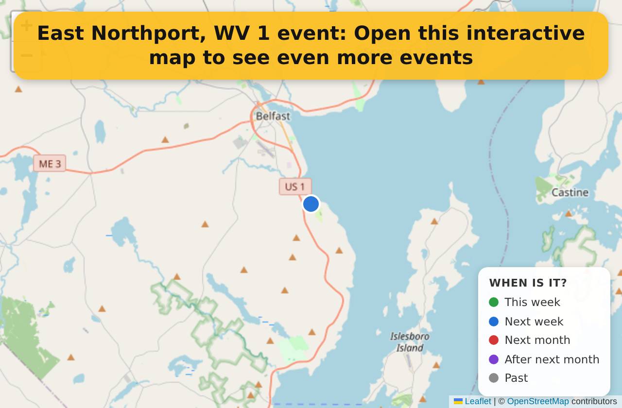 Map of events in East Northport, WV on the interactive EVENTULIST map