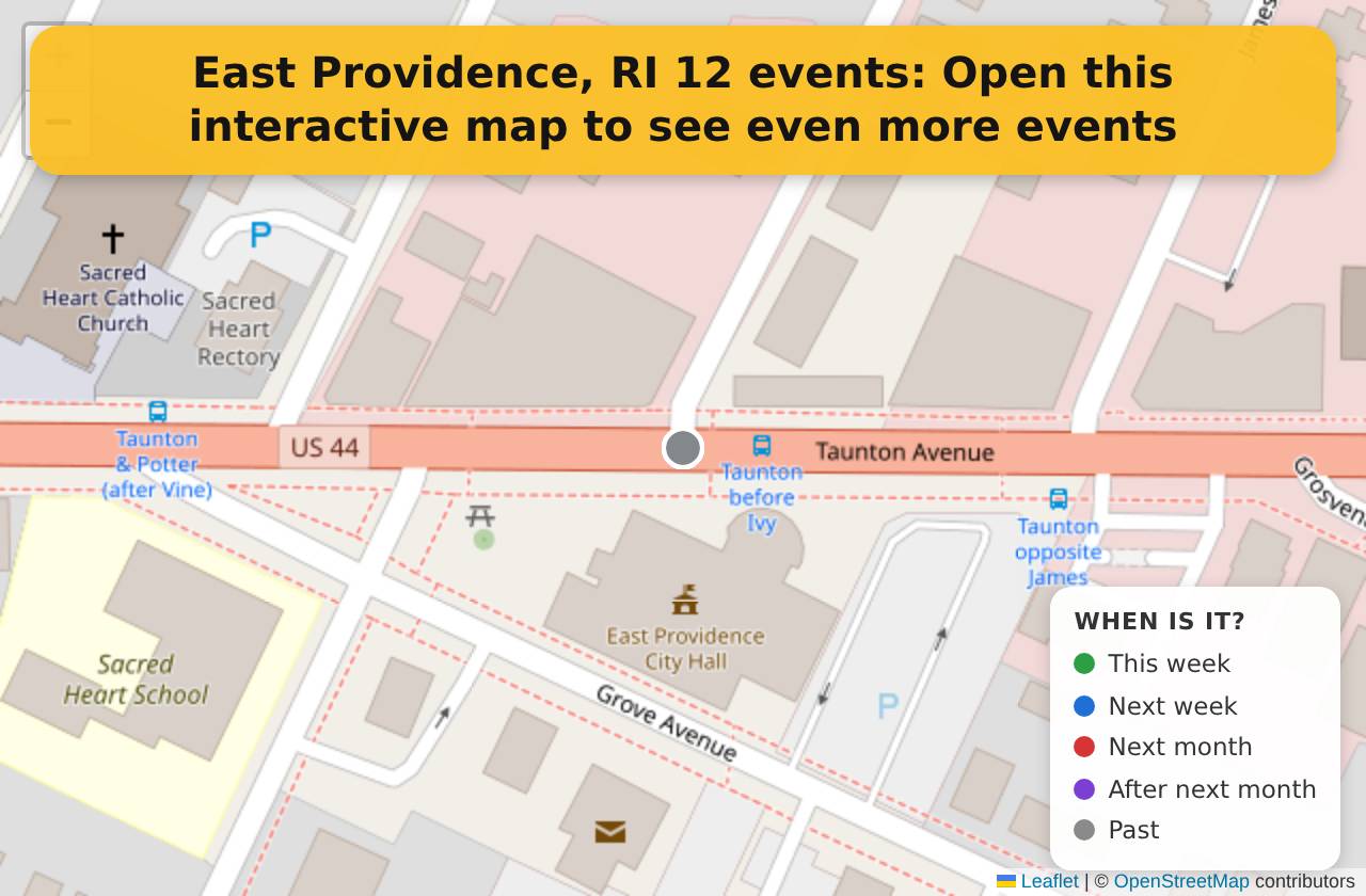 Map of events in East Providence, RI on the interactive EVENTULIST map