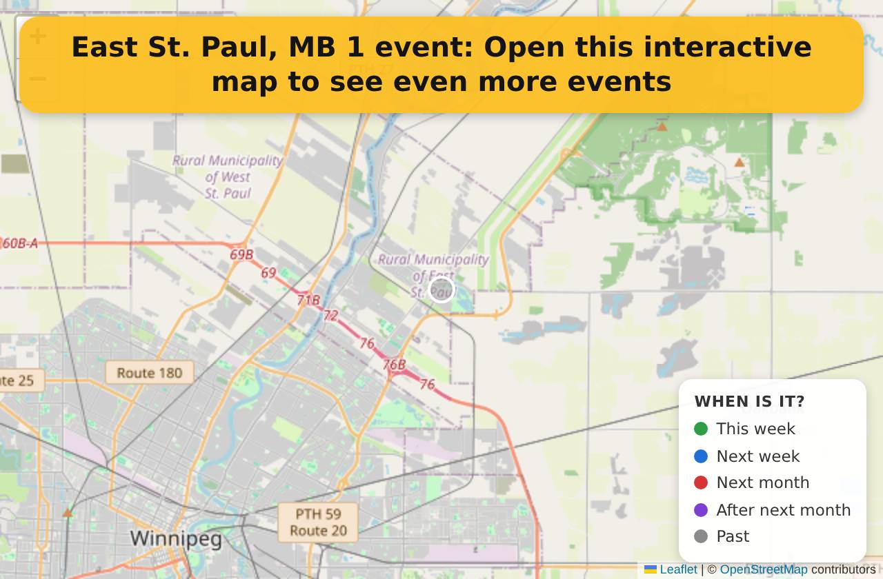 Map of events in East St. Paul, MB on the interactive EVENTULIST map