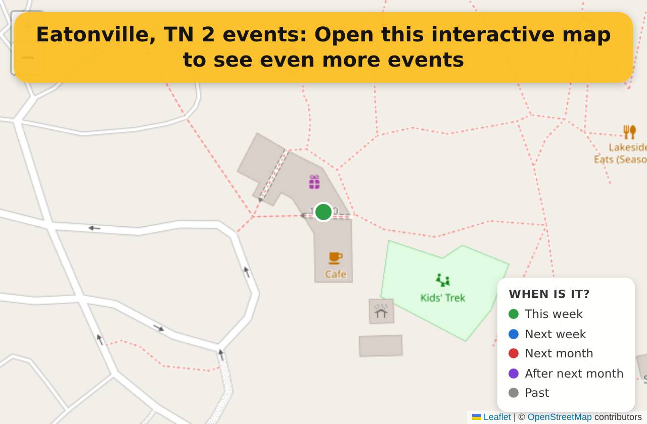 Map of events in Eatonville, TN on the interactive EVENTULIST map