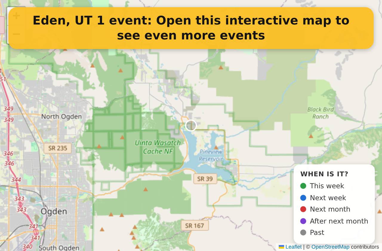 Map of events in Eden, UT on the interactive EVENTULIST map