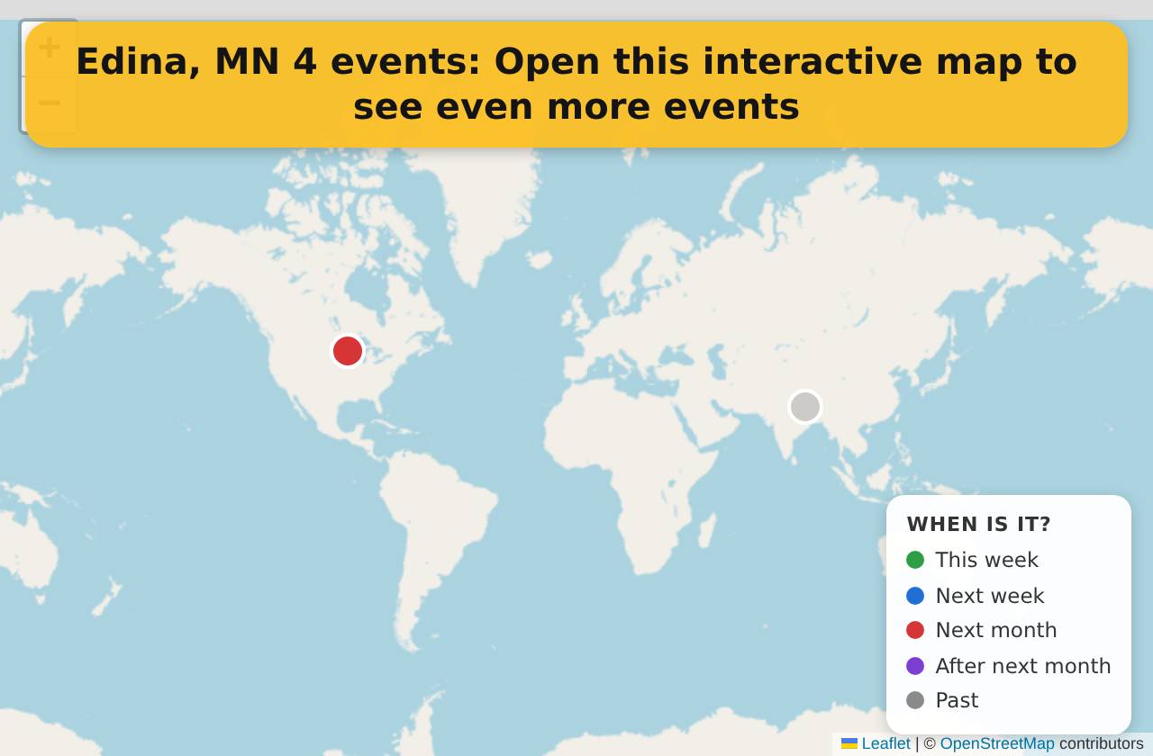 Map of events in Edina, MN on the interactive EVENTULIST map