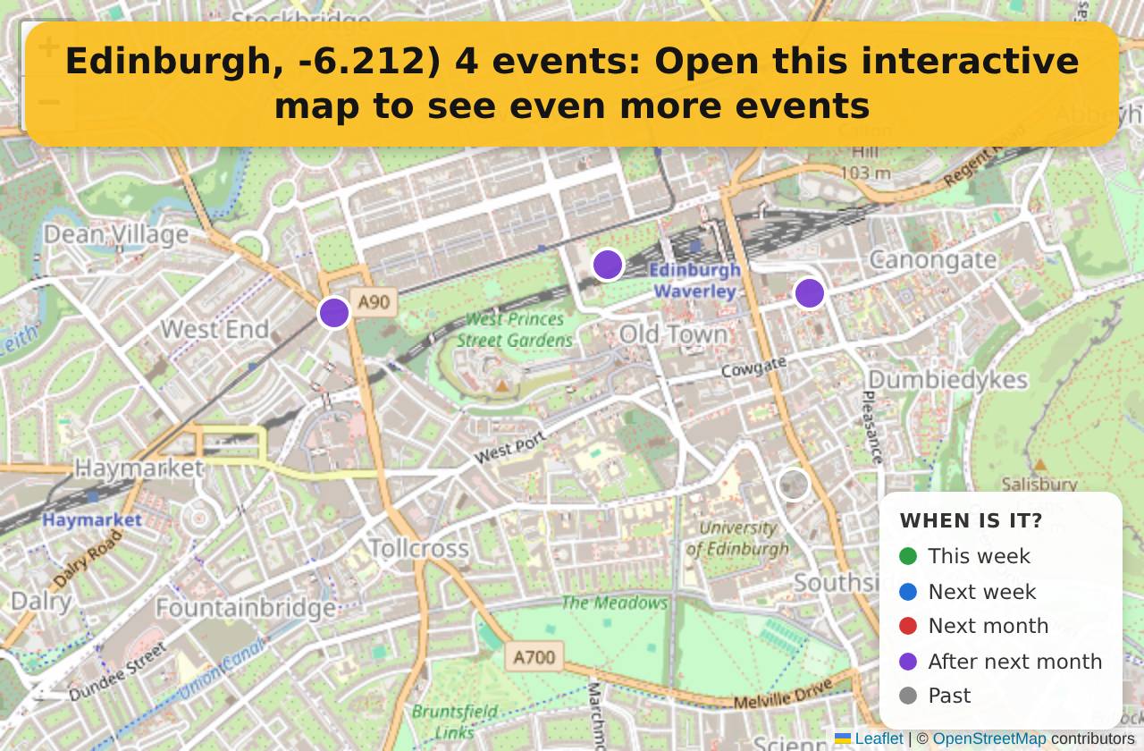 Map of events in Edinburgh, -6.212) on the interactive EVENTULIST map