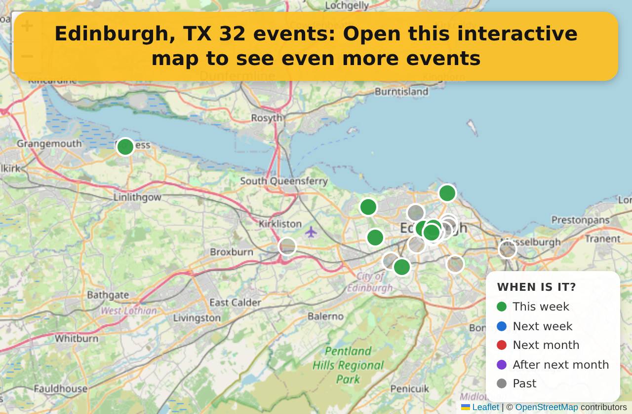 Map of events in Edinburgh, TX on the interactive EVENTULIST map