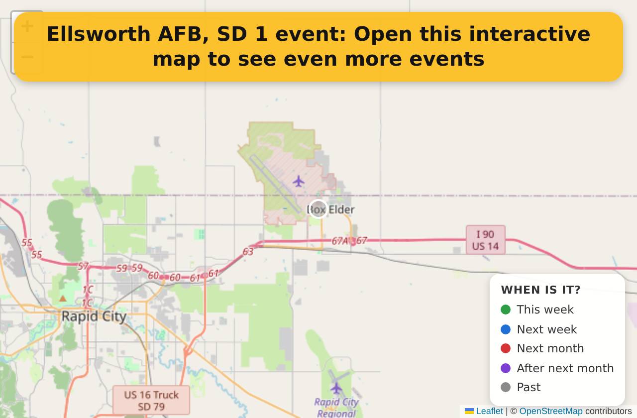 Map of events in Ellsworth AFB, SD on the interactive EVENTULIST map