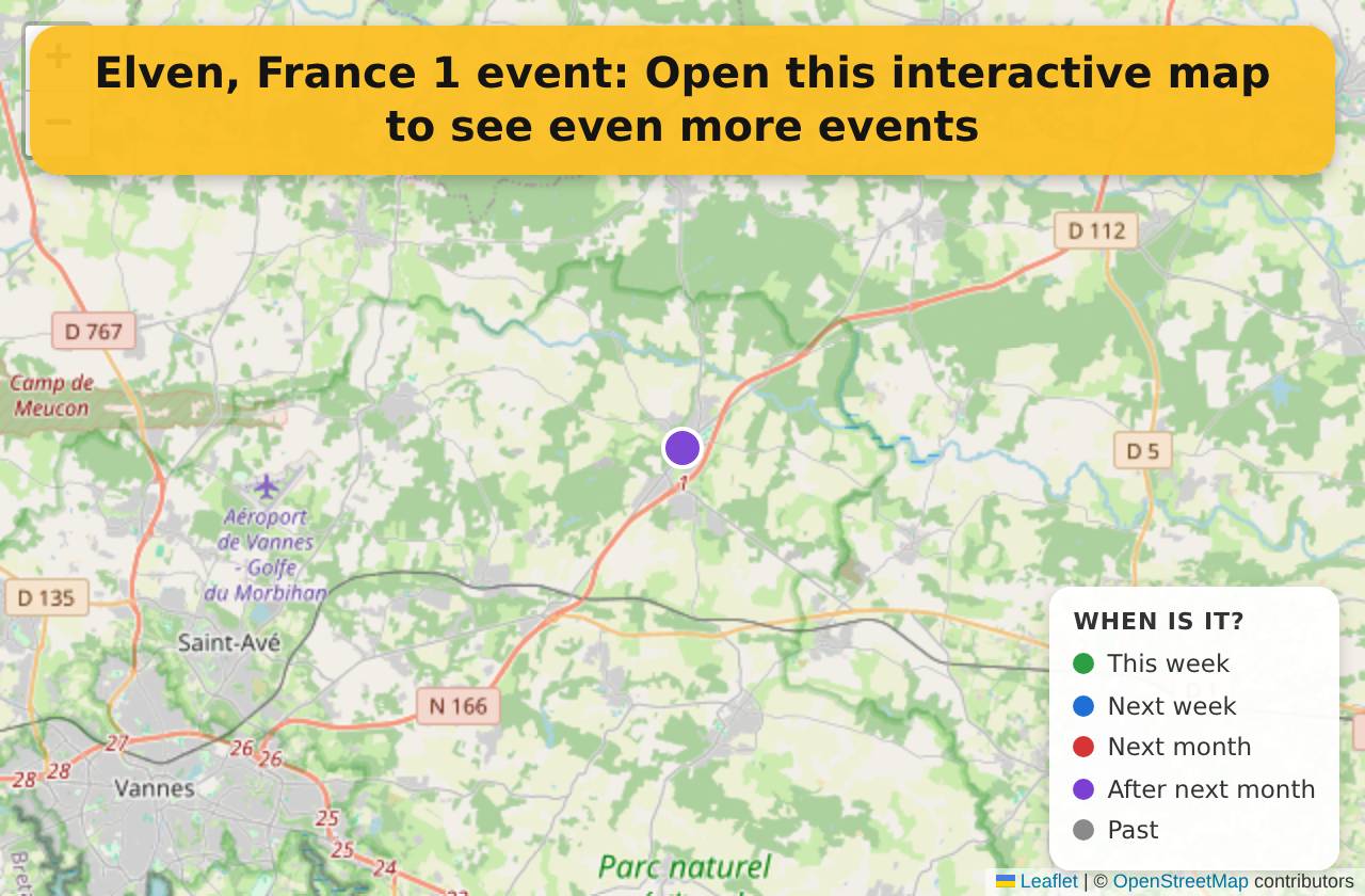 Map of events in Elven, France on the interactive EVENTULIST map