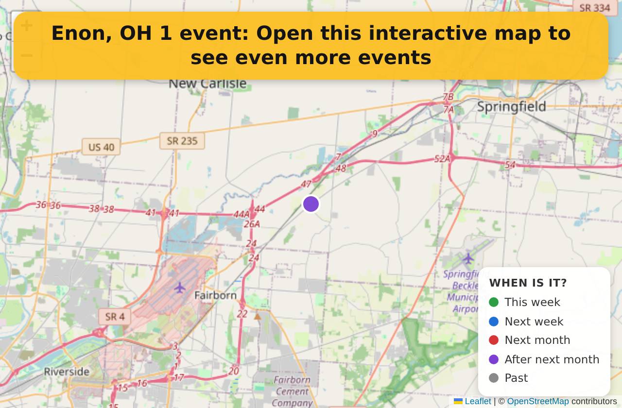Map of events in Enon, OH on the interactive EVENTULIST map