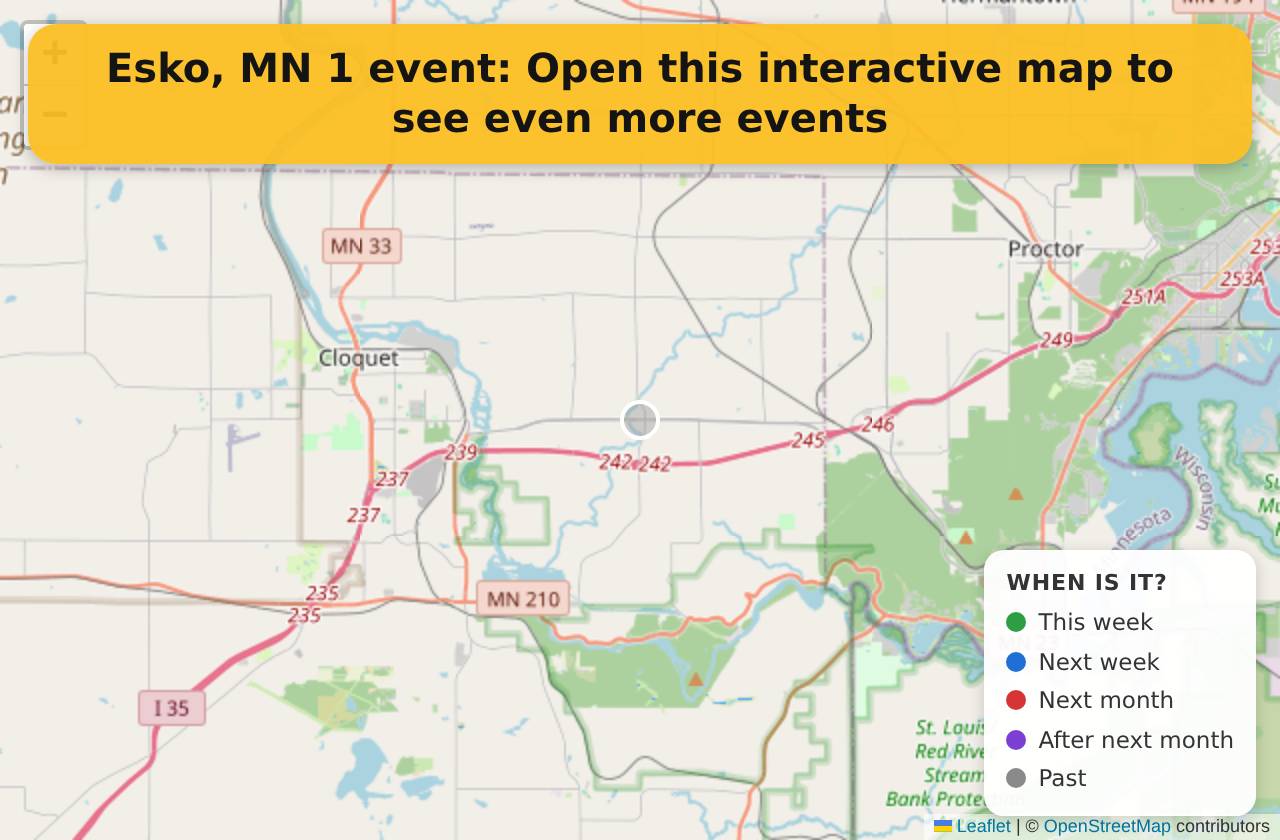 Map of events in Esko, MN on the interactive EVENTULIST map