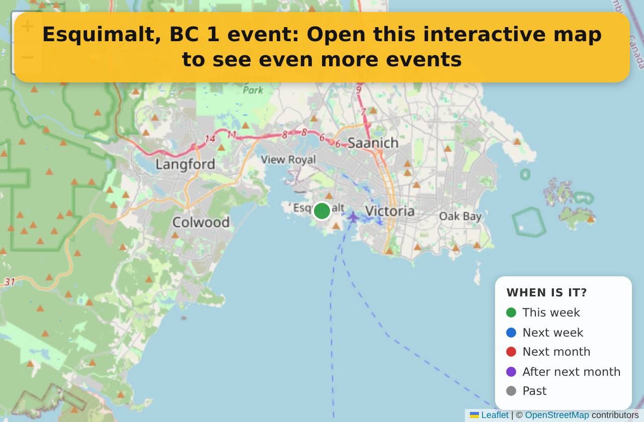 Map of events in Esquimalt, BC on the interactive EVENTULIST map