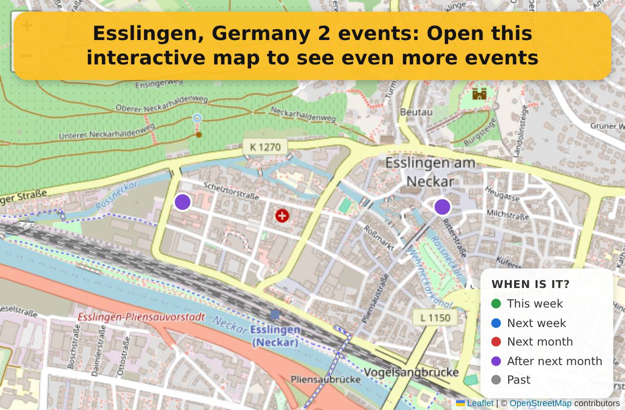 Map of events in Esslingen, Germany on the interactive EVENTULIST map