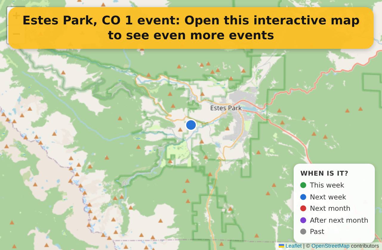 Map of events in Estes Park, CO on the interactive EVENTULIST map