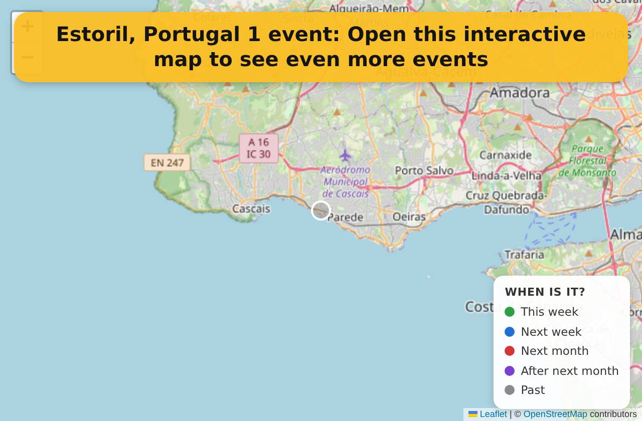 Map of events in Estoril, Portugal on the interactive EVENTULIST map