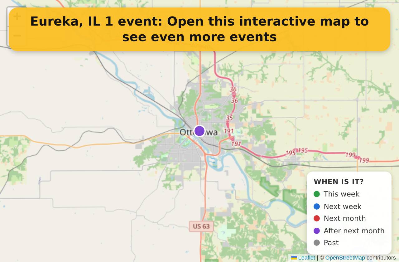 Map of events in Eureka, IL on the interactive EVENTULIST map