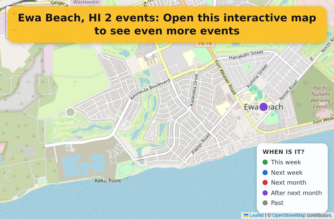Map of events in Ewa Beach, HI on the interactive EVENTULIST map