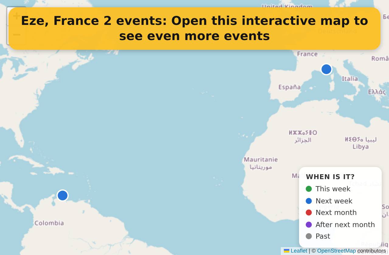 Map of events in Eze, France on the interactive EVENTULIST map