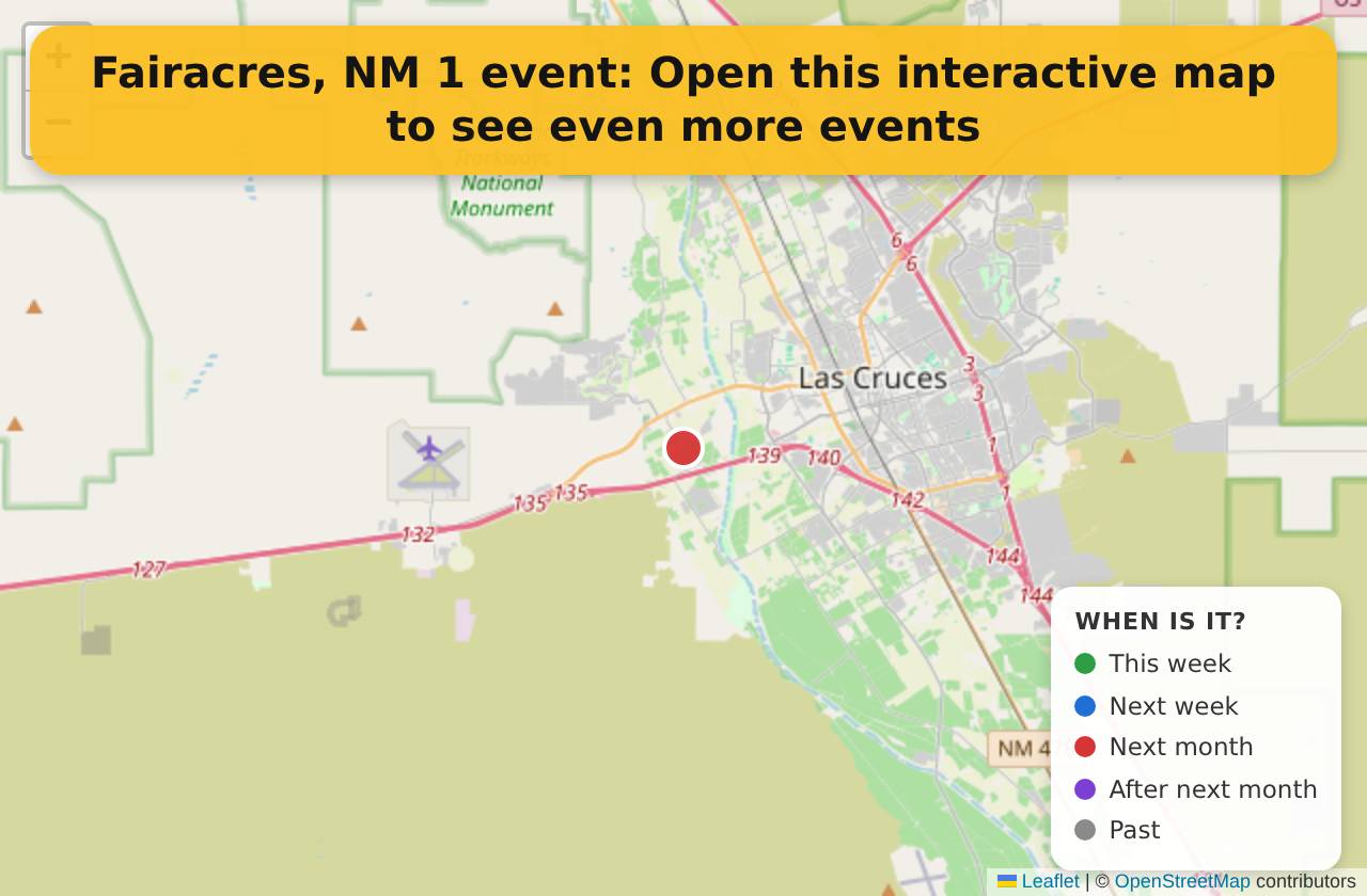 Map of events in Fairacres, NM on the interactive EVENTULIST map