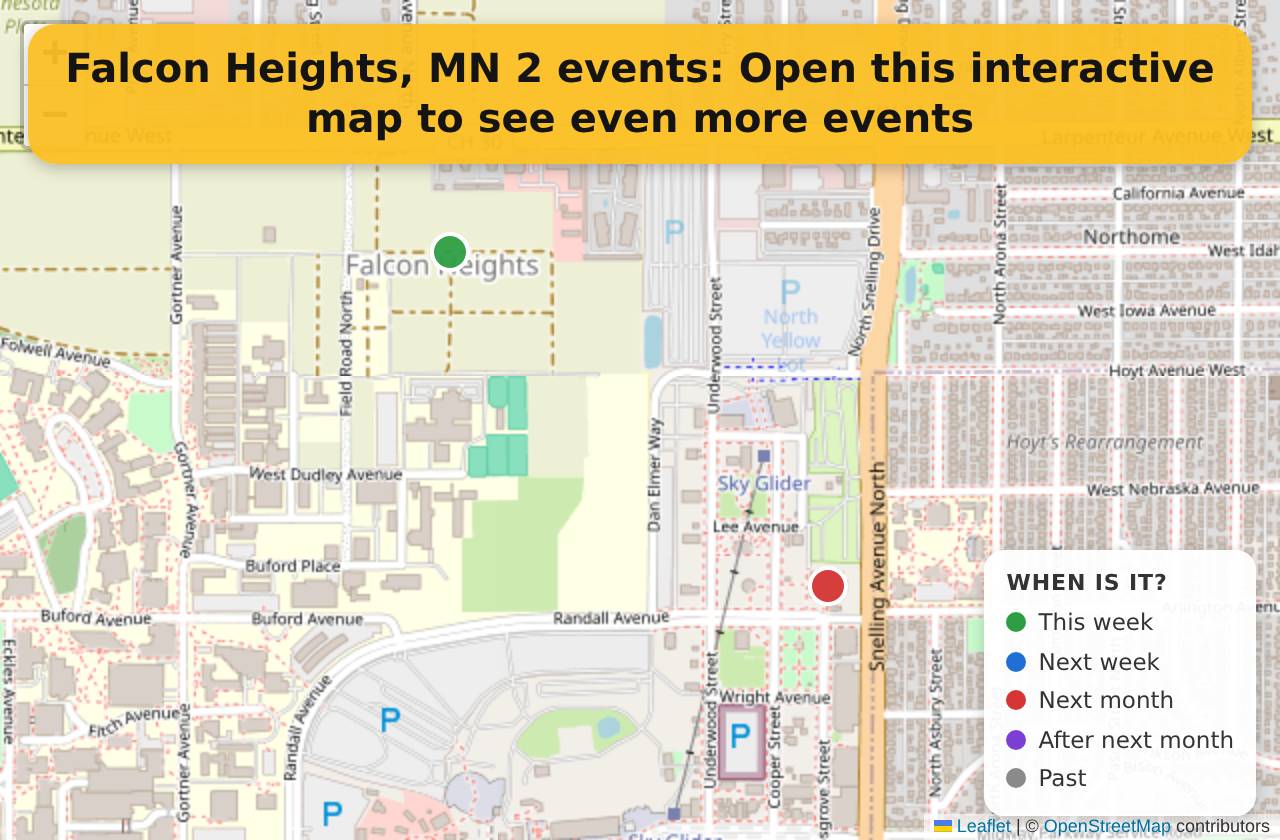 Map of events in Falcon Heights, MN on the interactive EVENTULIST map