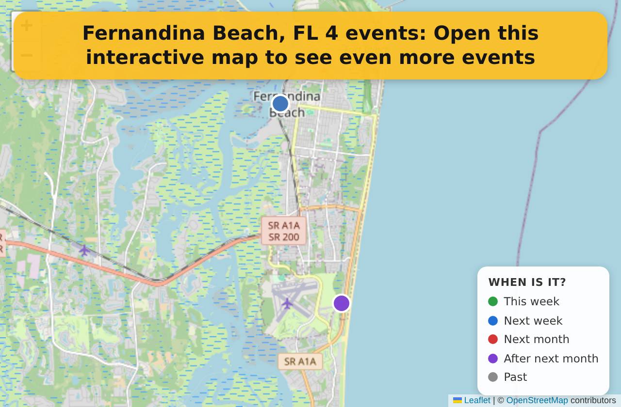 Map of events in Fernandina Beach, FL on the interactive EVENTULIST map